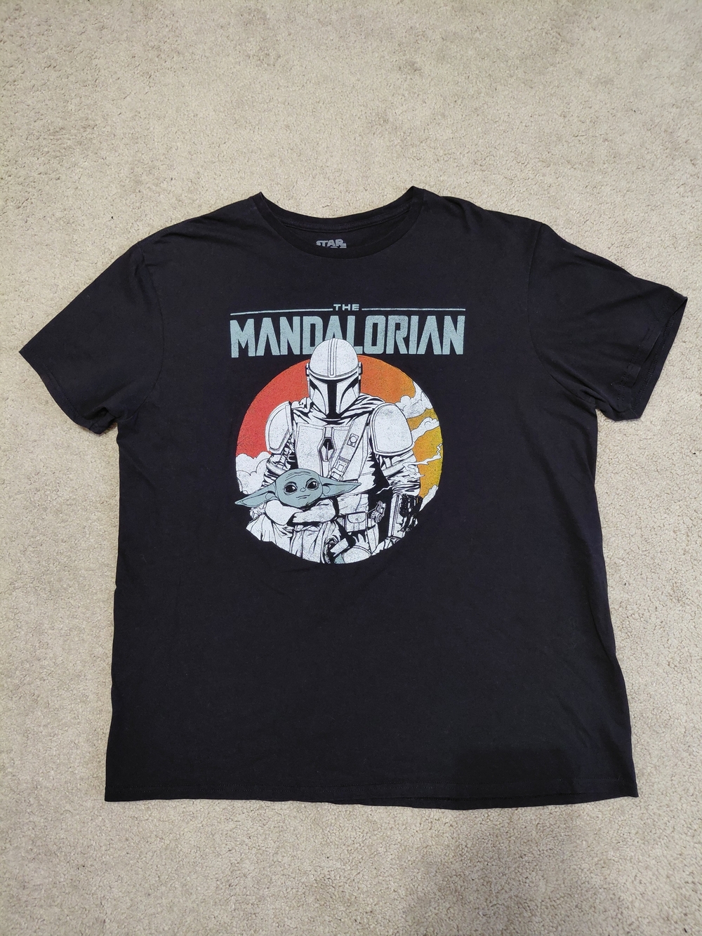 MAD Engine The Mandalorian Graphic Tee in Black with Red & Orange Accent